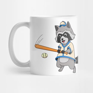 Cartoon raccoon playing baseball Mug